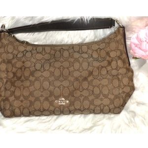 COACH Brown/Tan Signature Hobo Bag